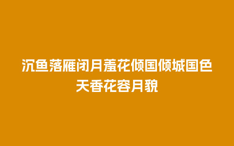 沉鱼落雁闭月羞花倾国倾城国色天香花容月貌