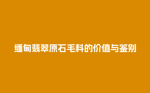 缅甸翡翠原石毛料的价值与鉴别