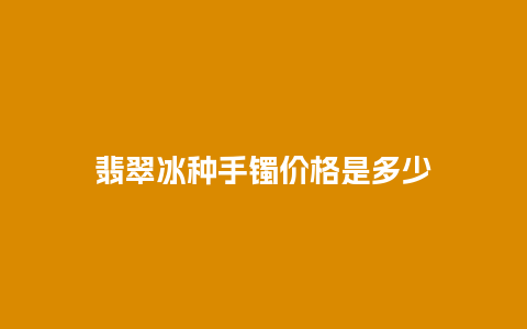 翡翠冰种手镯价格是多少