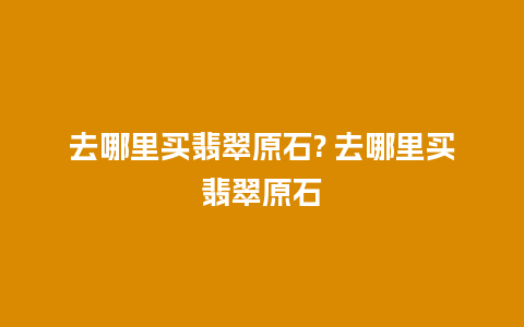 去哪里买翡翠原石? 去哪里买翡翠原石