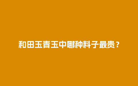 和田玉青玉中哪种料子最贵？