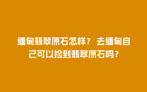 缅甸翡翠原石怎样？ 去缅甸自己可以捡到翡翠原石吗？