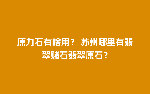 原力石有啥用？ 苏州哪里有翡翠赌石翡翠原石？