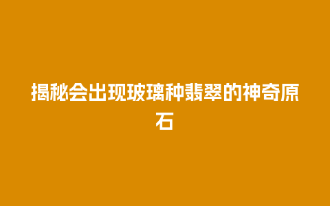 揭秘会出现玻璃种翡翠的神奇原石