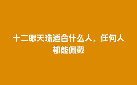 十二眼天珠适合什么人，任何人都能佩戴