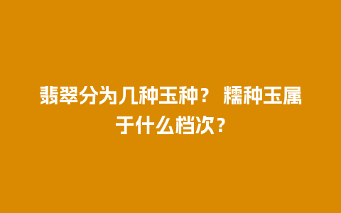 翡翠分为几种玉种？ 糯种玉属于什么档次？