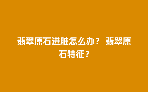 翡翠原石进脏怎么办？ 翡翠原石特征？