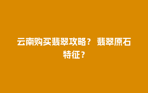 云南购买翡翠攻略？ 翡翠原石特征？