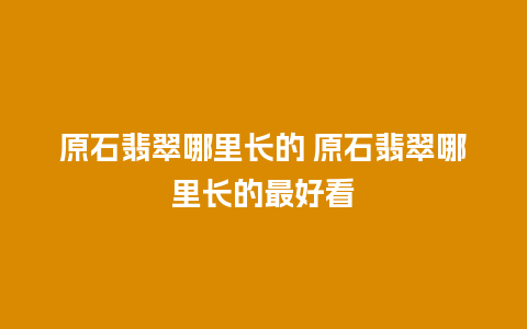 原石翡翠哪里长的 原石翡翠哪里长的最好看