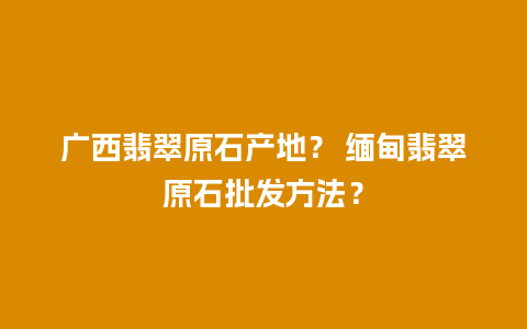 广西翡翠原石产地？ 缅甸翡翠原石批发方法？