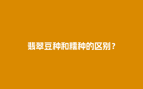 翡翠豆种和糯种的区别？