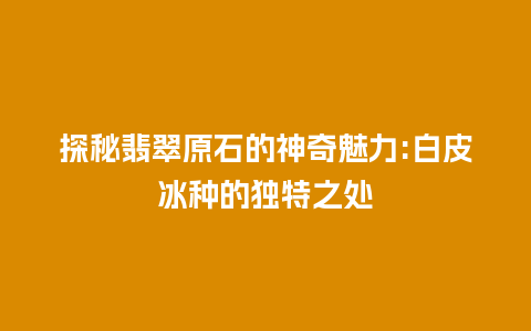 探秘翡翠原石的神奇魅力:白皮冰种的独特之处