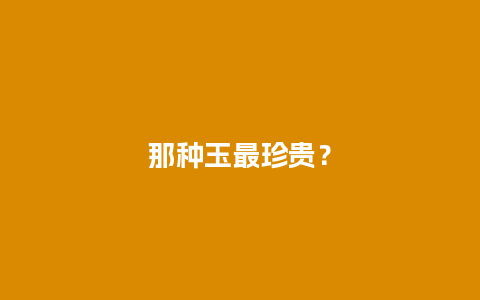 那种玉最珍贵？