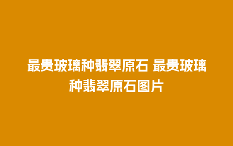 最贵玻璃种翡翠原石 最贵玻璃种翡翠原石图片