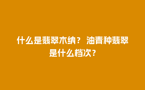 什么是翡翠木纳？ 油青种翡翠是什么档次？