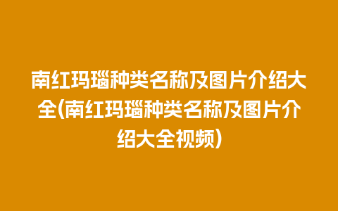 南红玛瑙种类名称及图片介绍大全(南红玛瑙种类名称及图片介绍大全视频)