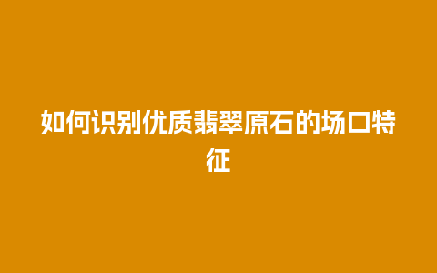 如何识别优质翡翠原石的场口特征