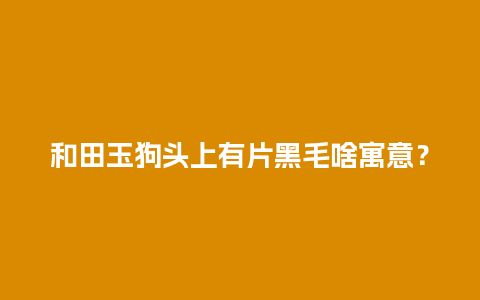 和田玉狗头上有片黑毛啥寓意？