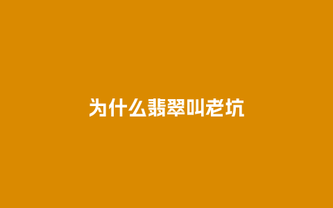 为什么翡翠叫老坑