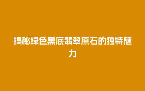 揭秘绿色黑底翡翠原石的独特魅力