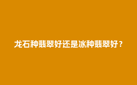 龙石种翡翠好还是冰种翡翠好？