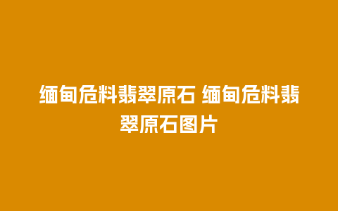 缅甸危料翡翠原石 缅甸危料翡翠原石图片