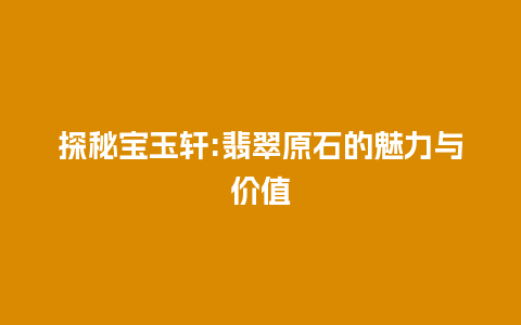 探秘宝玉轩:翡翠原石的魅力与价值