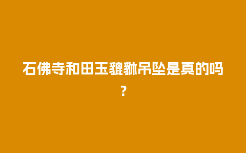 石佛寺和田玉貔貅吊坠是真的吗？