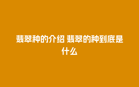 翡翠种的介绍 翡翠的种到底是什么