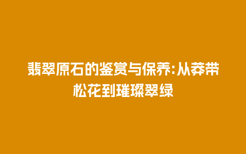 翡翠原石的鉴赏与保养:从莽带松花到璀璨翠绿