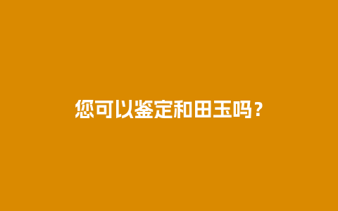 您可以鉴定和田玉吗？