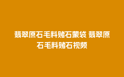 翡翠原石毛料赌石蒙袋 翡翠原石毛料赌石视频