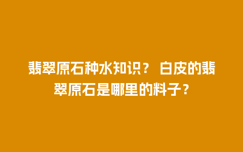 翡翠原石种水知识？ 白皮的翡翠原石是哪里的料子？