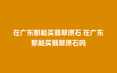 在广东那能买翡翠原石 在广东那能买翡翠原石吗