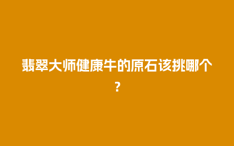 翡翠大师健康牛的原石该挑哪个？