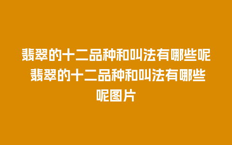 翡翠的十二品种和叫法有哪些呢 翡翠的十二品种和叫法有哪些呢图片