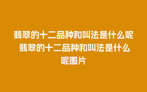 翡翠的十二品种和叫法是什么呢 翡翠的十二品种和叫法是什么呢图片