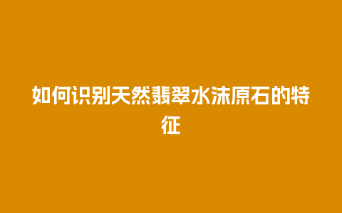 如何识别天然翡翠水沫原石的特征