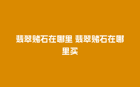 翡翠赌石在哪里 翡翠赌石在哪里买