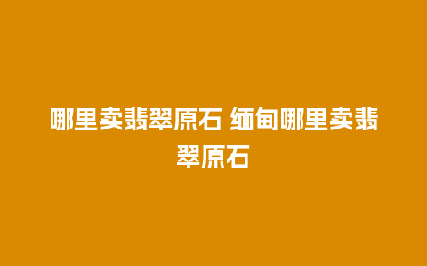 哪里卖翡翠原石 缅甸哪里卖翡翠原石