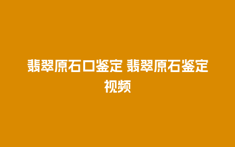 翡翠原石口鉴定 翡翠原石鉴定视频