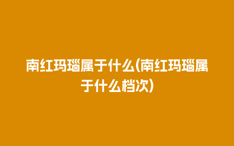 南红玛瑙属于什么(南红玛瑙属于什么档次)