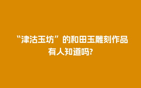 “津沽玉坊”的和田玉雕刻作品有人知道吗?