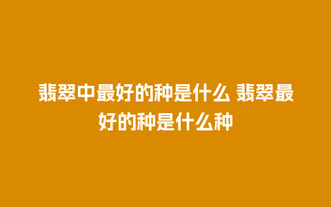 翡翠中最好的种是什么 翡翠最好的种是什么种