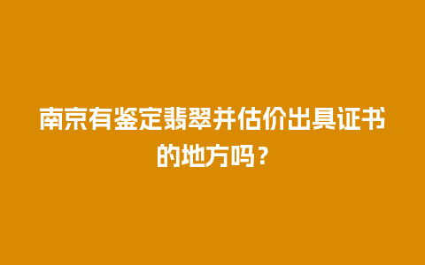 南京有鉴定翡翠并估价出具证书的地方吗？