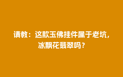 请教：这款玉佛挂件属于老坑，冰飘花翡翠吗？