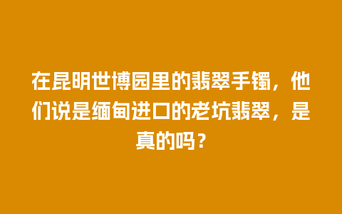 在昆明世博园里的翡翠手镯，他们说是缅甸进口的老坑翡翠，是真的吗？