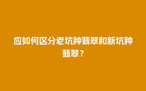 应如何区分老坑种翡翠和新坑种翡翠？