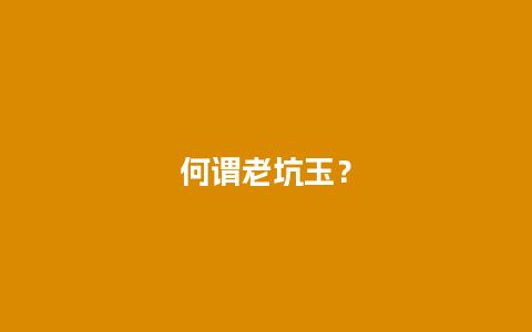 何谓老坑玉？