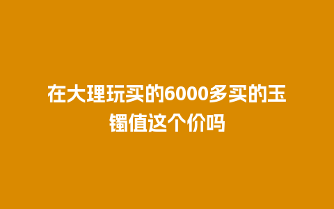 在大理玩买的6000多买的玉镯值这个价吗